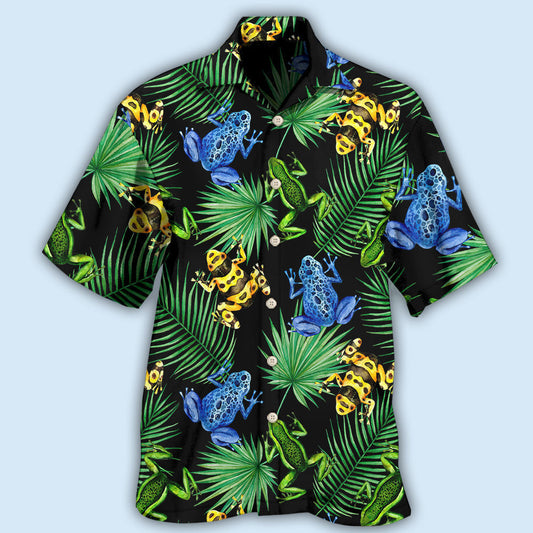 Tropical Frog Leaf Pattern Hawaiian Shirt For Beach Days, Summer Outings, And Thoughtful Gift Giving