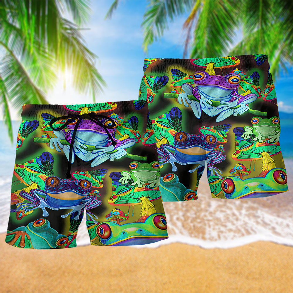 Mushroom Frog Beach Shorts Pattern Detail For Relaxed Weekends And Thoughtful Gift Giving