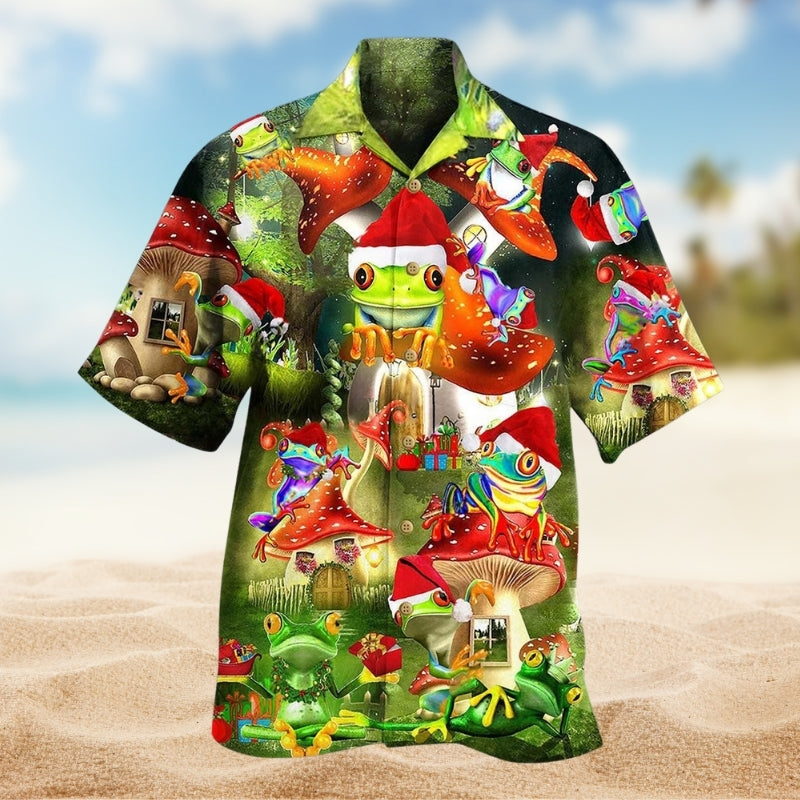 Frog Christmas Hawaiian Shirt For Resort Trips, Coastal Parties, And Warm Weather Style