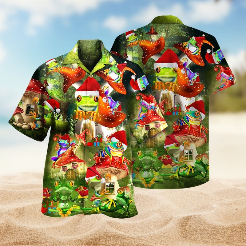Frog Christmas Hawaiian Shirt For Resort Trips, Coastal Parties, And Warm Weather Style