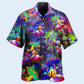 Frog Galaxy Mushroom Fantasy Hawaiian Shirt Artwork Detail For Resort Trips And Outdoor Activities