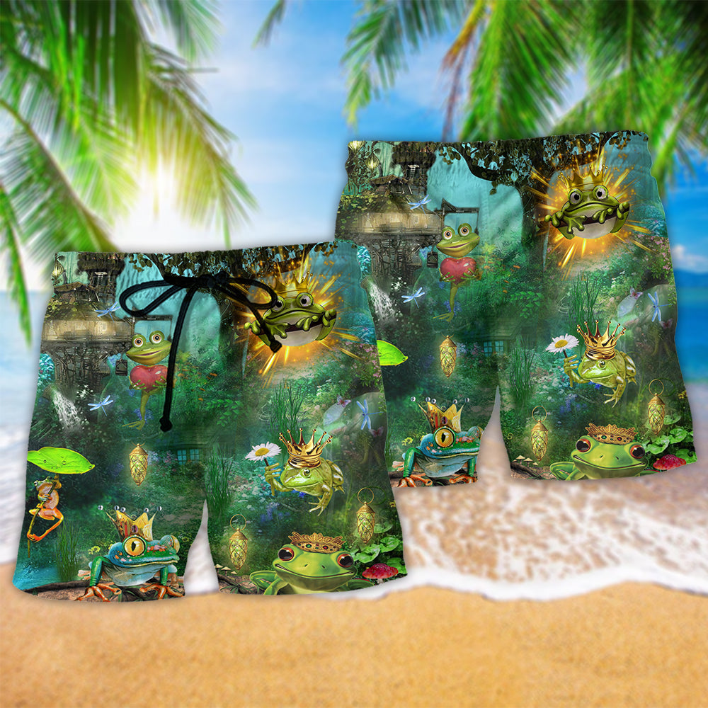 Frog Kiss Beach Shorts Pattern Detail For Outdoor Activities And Warm Weather Wardrobe