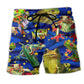 Christmas Dark Blue Frog Beach Shorts For Summer Vacations And Bright Seasonal Outfits