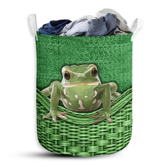 Frog Rattan Texture Laundry Basket For Bathroom Bedroom Storage