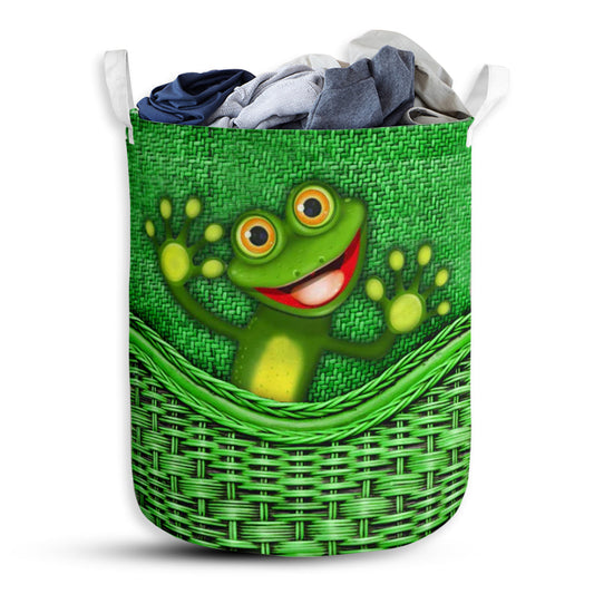 Frog Rattan Texture Style Laundry Basket For Bathroom Bedroom Storage