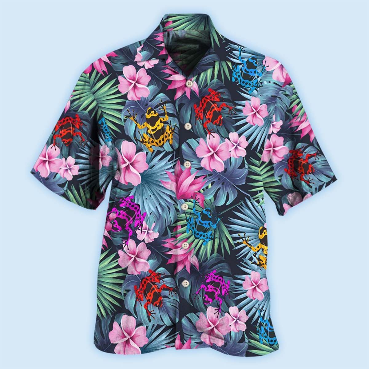 Tropical Summer Frog Hawaiian Shirt With All Over Print For Summer Travel Coastal Events And Thoughtful Gift Giving