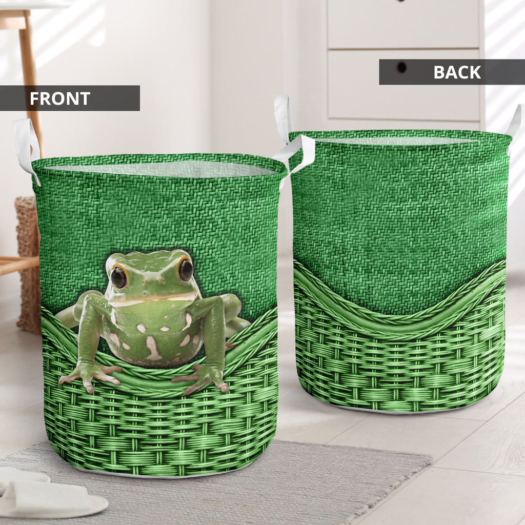 Frog Rattan Texture Laundry Basket For Room Home Organizer