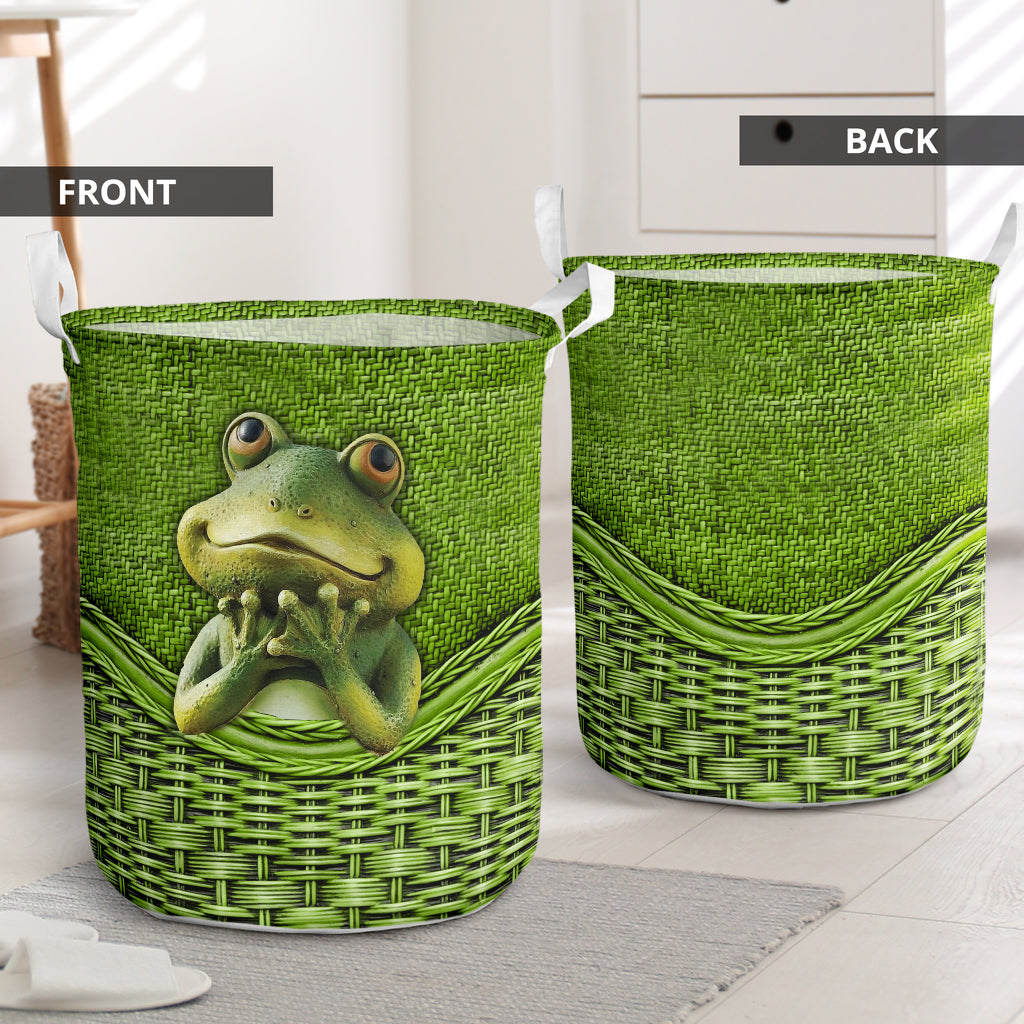 Frog Rattan Texture Lovely Style Laundry Basket For Room Home Organizer