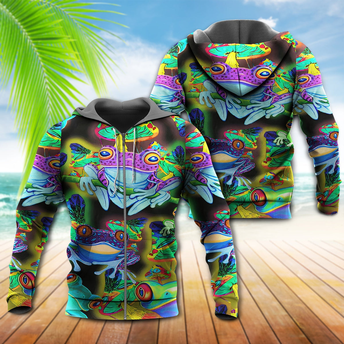 Frogs Mushrooms Love Life Hoodie For Casual Activities Seasonal Outings And Gift Ideas