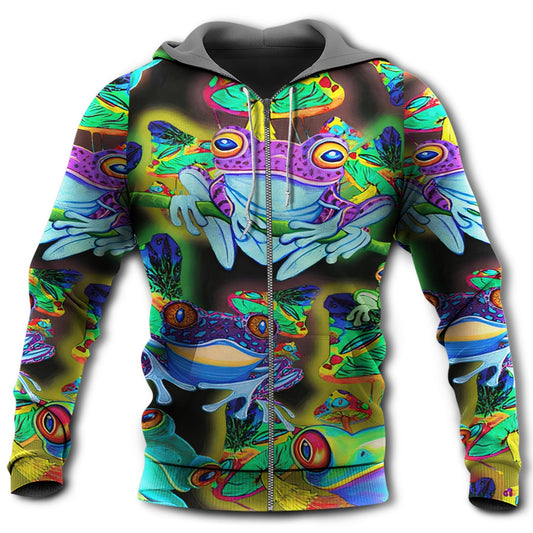 Frogs Mushrooms Love Life Hoodie For Casual Activities Seasonal Outings And Gift Ideas