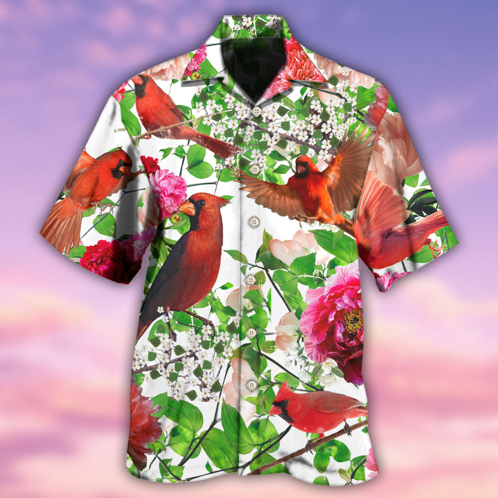 Bird And Peony Blossoms Hawaiian Shirt For Resort Travel Summer Events And Thoughtful Casual Gifting