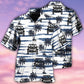 Classic Car And Tropical Beach Hawaiian Shirt With All Over Print For Tropical Escapes Resort Wear And Outdoor Celebrations