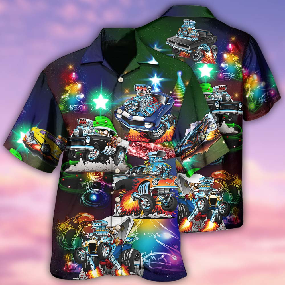 Christmas Classic Car Hawaiian Shirt With All Over Print For Coastal Adventures Summer Events And Everyday Comfort