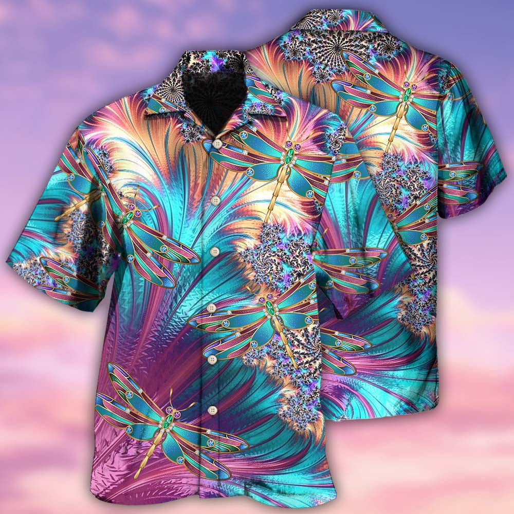 Dragonfly Summer Vibes Nature Hawaiian Shirt For Vacation Days And Relaxed Coastal Outings