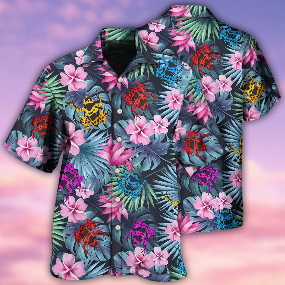 Tropical Summer Frog Hawaiian Shirt With Detailed Graphic For Summer Travel Coastal Events And Thoughtful Gift Giving