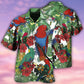 Red Green Parrot Hawaiian Shirt Design View For Casual Summer Styling