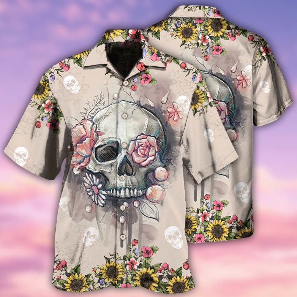 Cute Skull Hawaiian Shirt With All Over Print For Tropical Escapes Resort Wear And Outdoor Celebrations