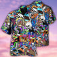 Colorful Skull Hawaiian Shirt With All Over Print For Vacation Parties Beach Outings And Relaxed Daily Wear