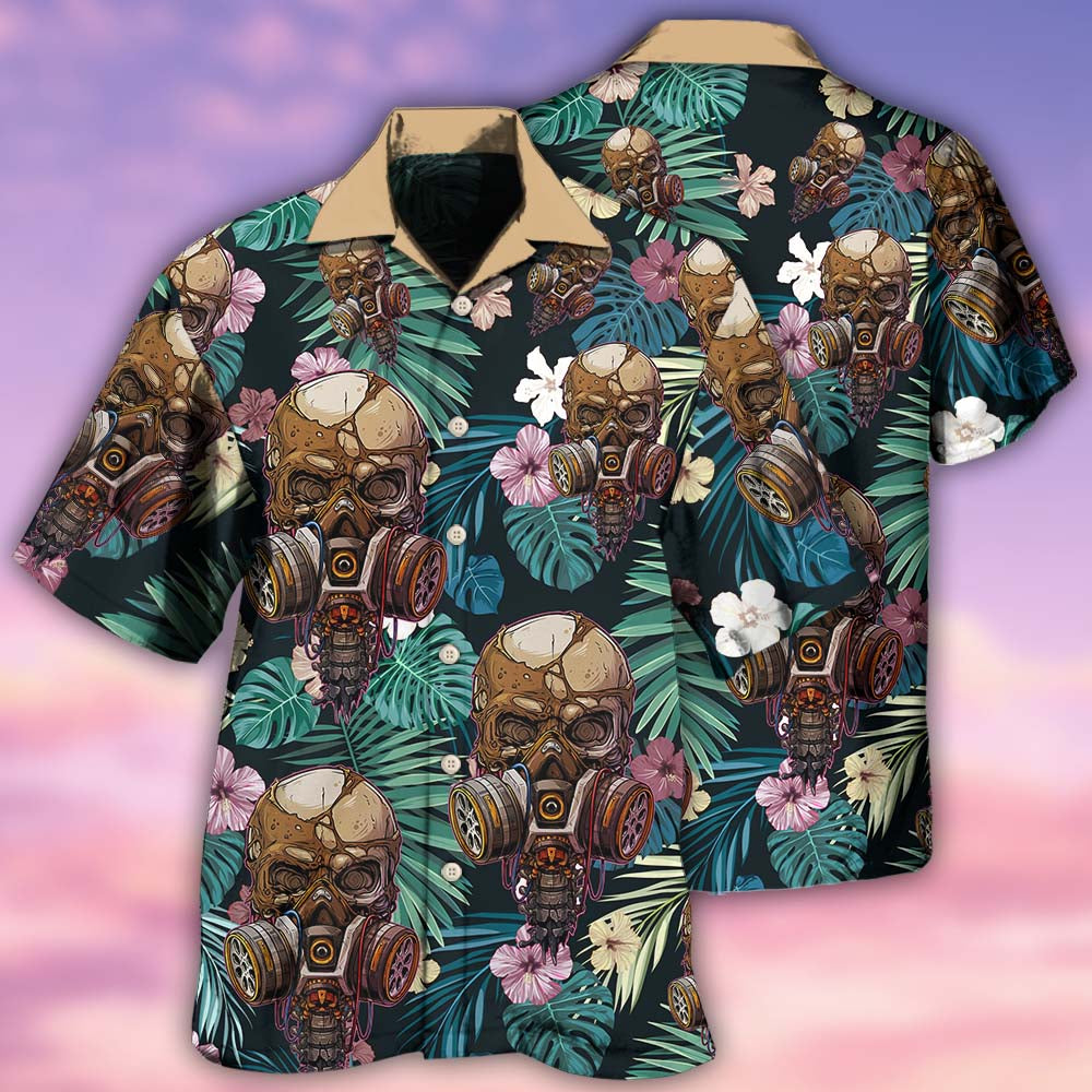 Skull Hawaiian Shirt With All Over Print For Tropical Travel Beach Gatherings And Comfortable Wear