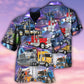 Purple Truck Hawaiian Shirt With Detailed Graphic For Vacation Parties Beach Outings And Relaxed Daily Wear