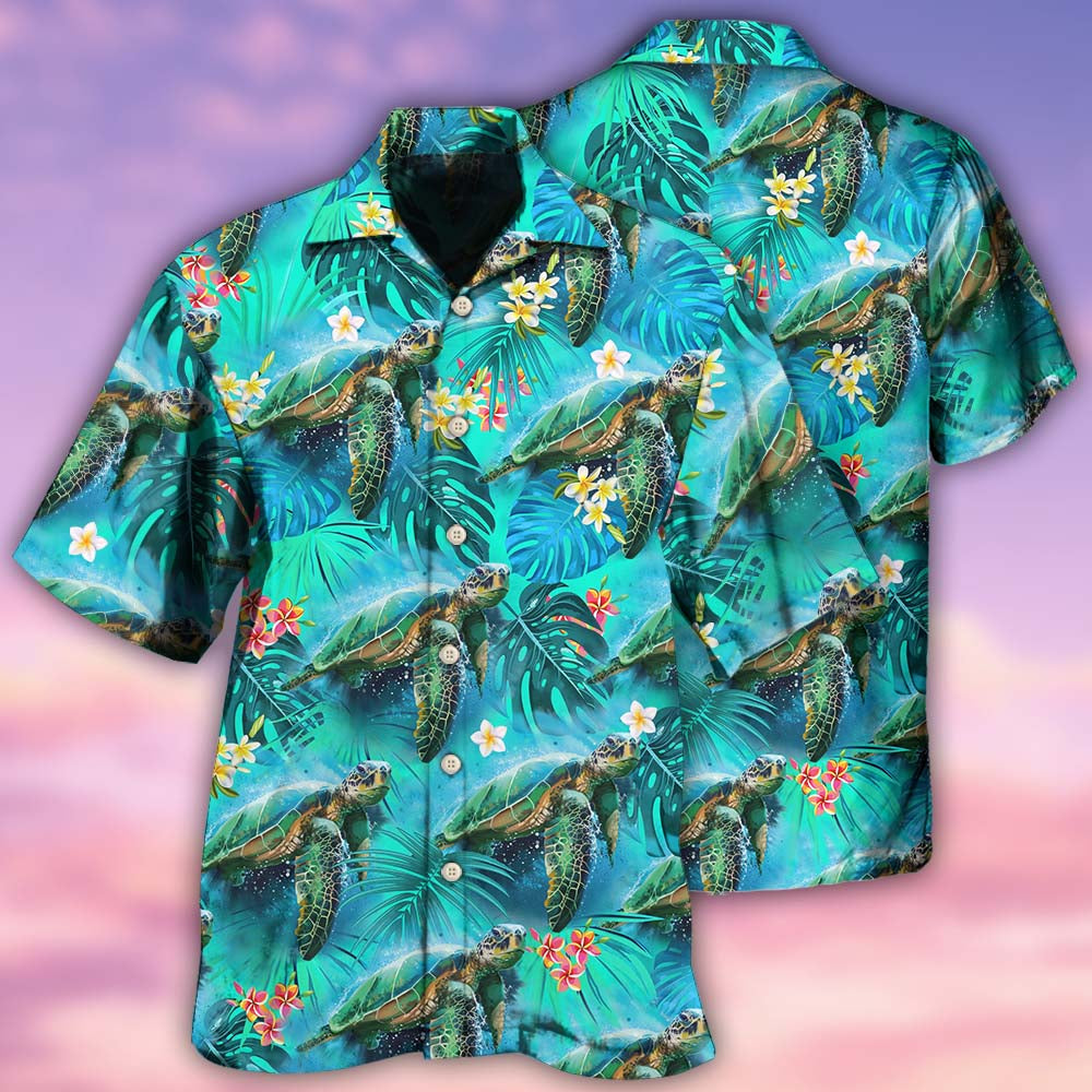 Turtle Beautiful Hawaiian Shirt Artwork View For Coastal Escapes And Resort Style