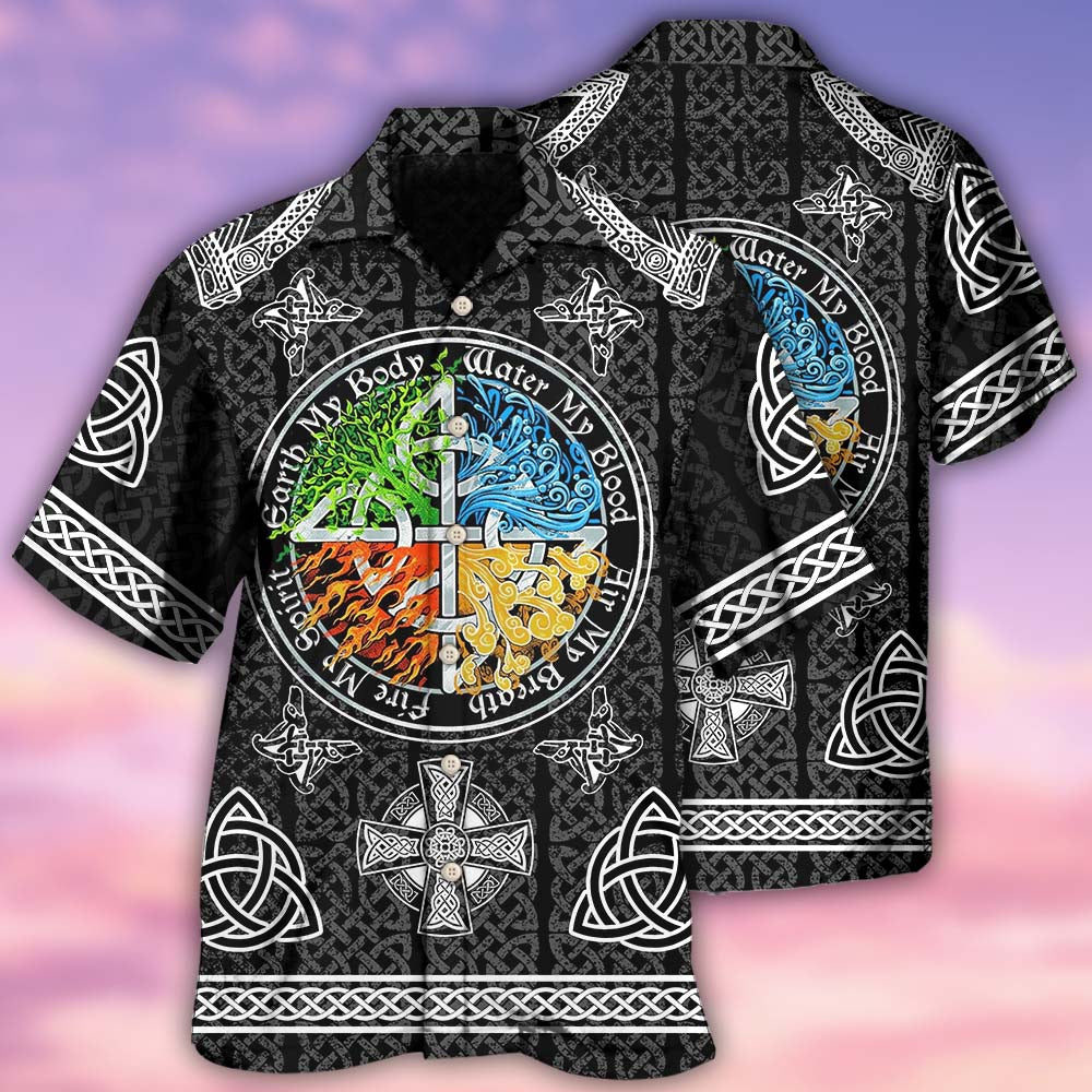 Norse Warrior Blood Symbol Hawaiian Shirt Design Detail For Sunny Adventures And Casual Wear