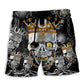Skull Wrestling Chain Beach Shorts Design Detail For Spooky Season Travel