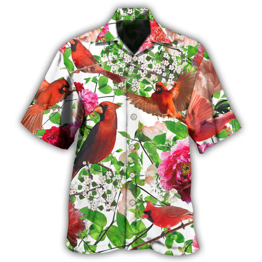 Bird And Peony Blossoms Hawaiian Shirt For Resort Travel Summer Events And Thoughtful Casual Gifting