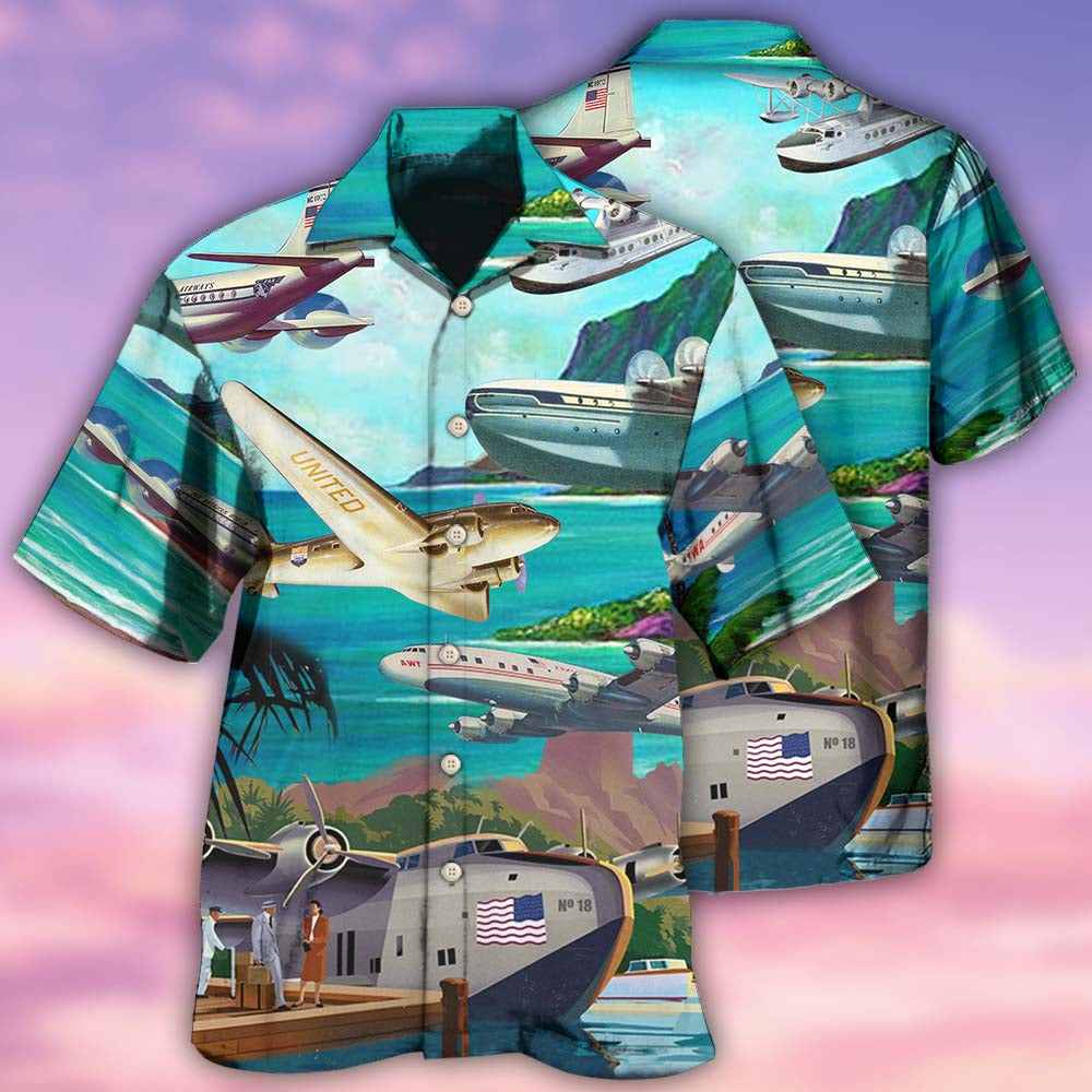 Airplane Island Aircraft Hawaiian Shirt For Summer Events And Casual Outdoor Wear