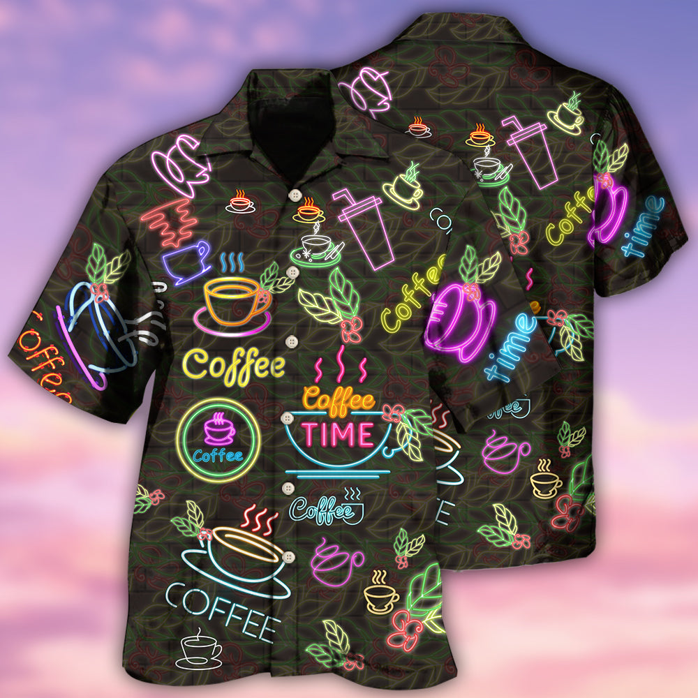 Coffee Hawaiian Shirt With All Over Print For Vacation Getaways Resort Wear And Casual Celebrations