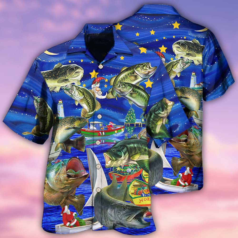 Fishing Worry Less Beautiful Night Hawaiian Shirt Artwork Detail For Resort Trips And Outdoor Activities