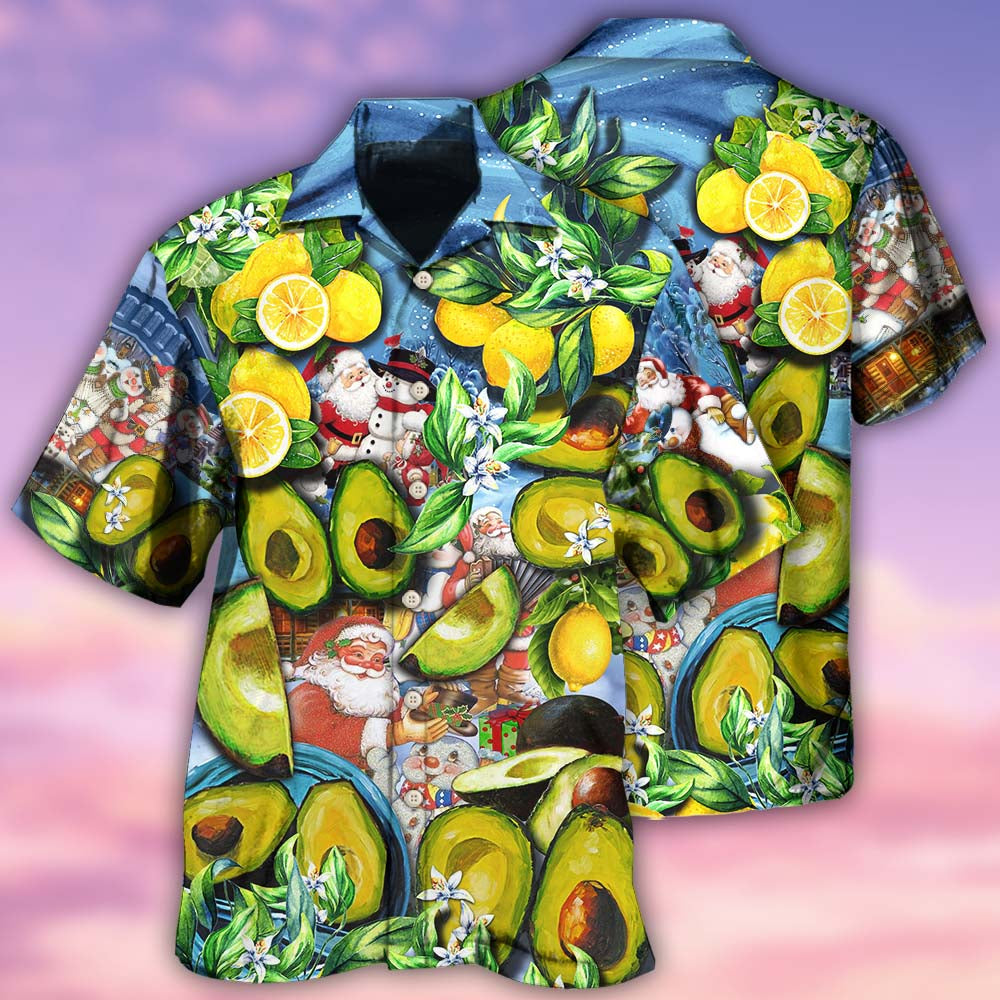 Christmas Summer Tropical Fruit And Avocado Hawaiian Shirt With All Over Print For Tropical Escapes Resort Wear And Outdoor
