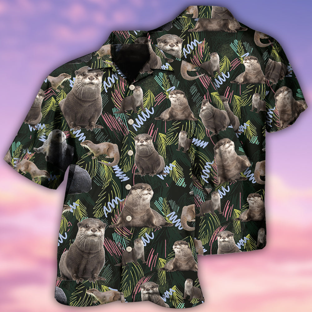 Otter Hawaiian Shirt With All Over Print For Resort Getaways Summer Adventures And Casual Gifting