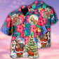 Tropical Floral Christmas Hawaiian Shirt With Detailed Graphic For Beach Vacations Casual Parties And Warm Weather Style