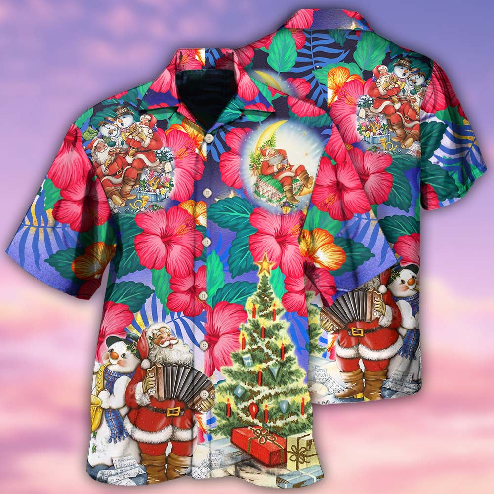 Tropical Floral Christmas Hawaiian Shirt With Detailed Graphic For Beach Vacations Casual Parties And Warm Weather Style