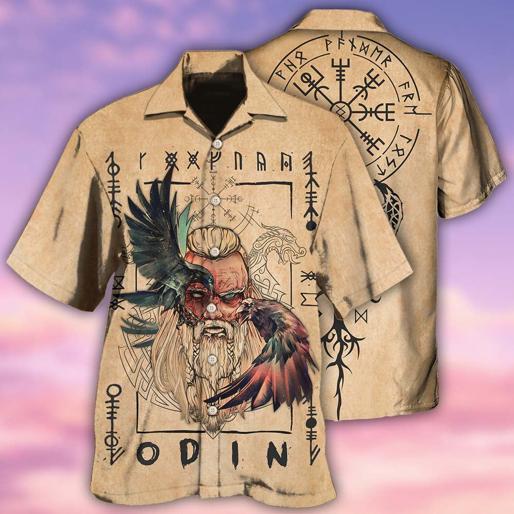 Norse Warrior Odin Sign Old Man Hawaiian Shirt Design View For Resort Travel And Thoughtful Gifting