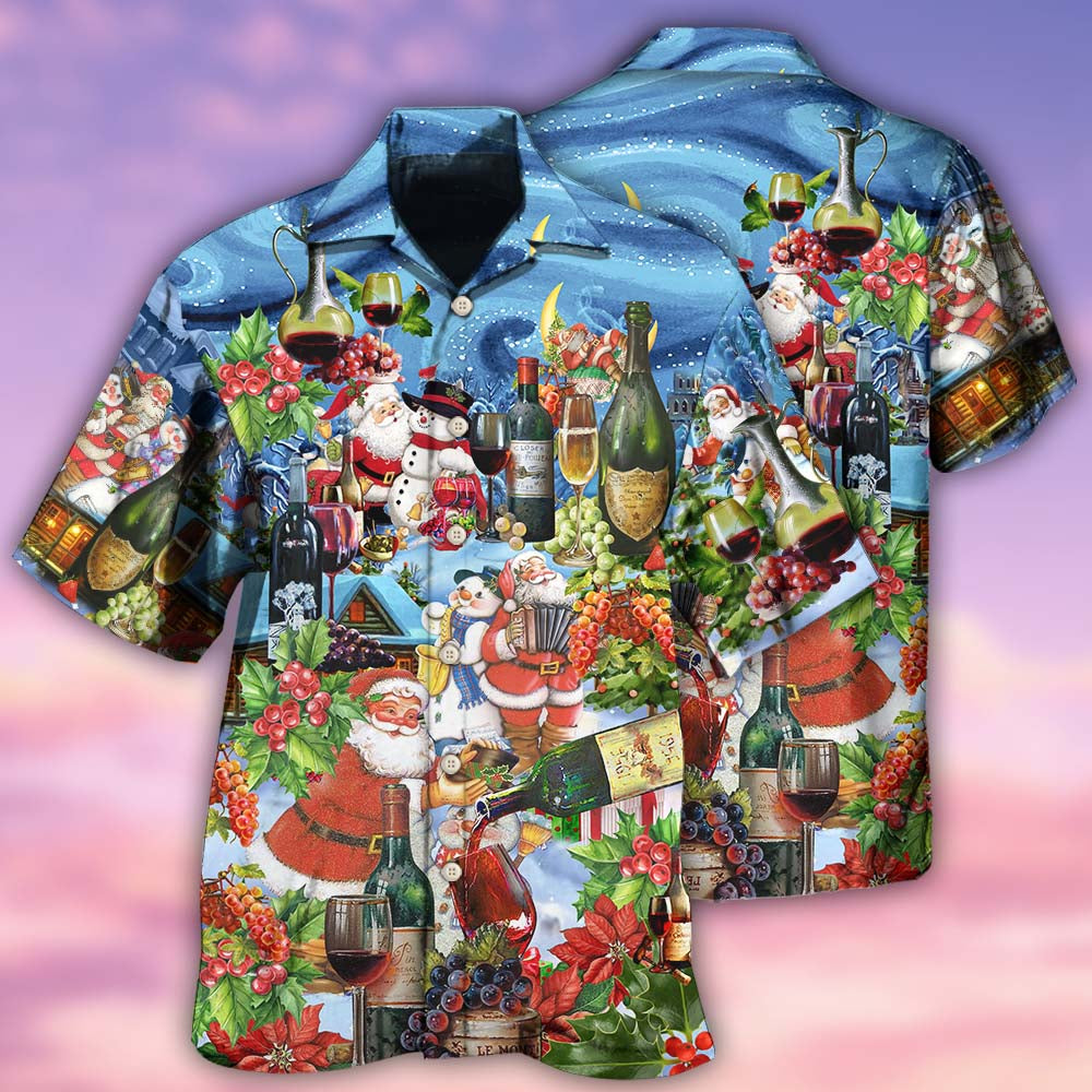 Wine Glass Hawaiian Shirt Pattern Detail For Vacation Travel And Daily Wear