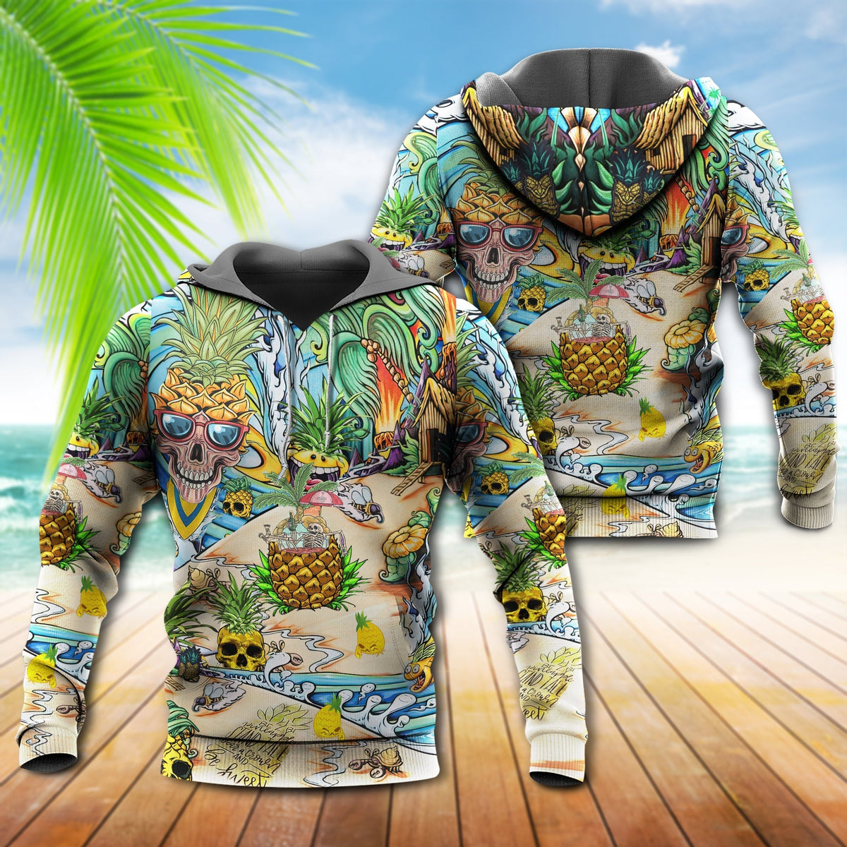 Skull Pineapple Fun Hoodie For Dark Themed Outfits Outdoor Trips And Casual Comfort