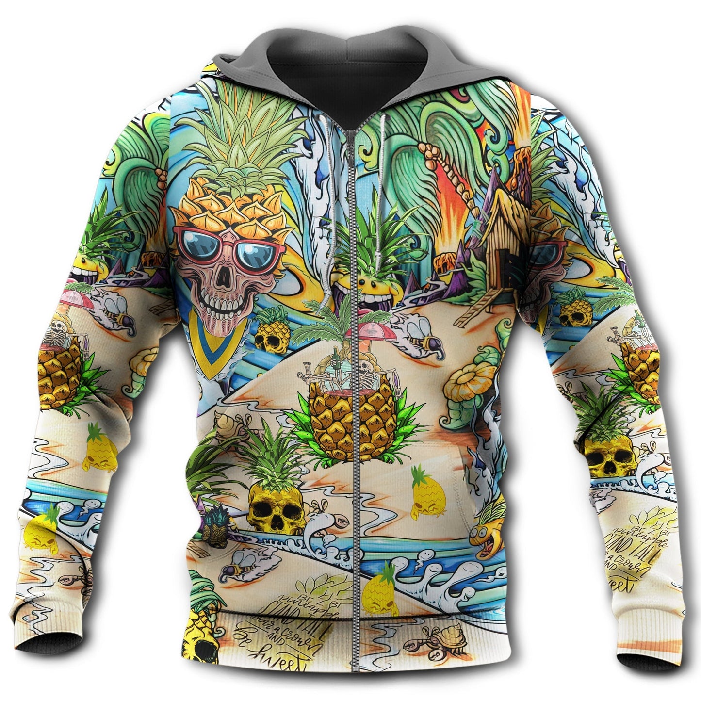 Skull Pineapple Fun Hoodie For Dark Themed Outfits Outdoor Trips And Casual Comfort