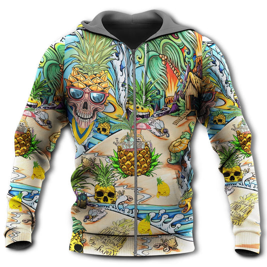 Skull Pineapple Fun Hoodie For Dark Themed Outfits Outdoor Trips And Casual Comfort