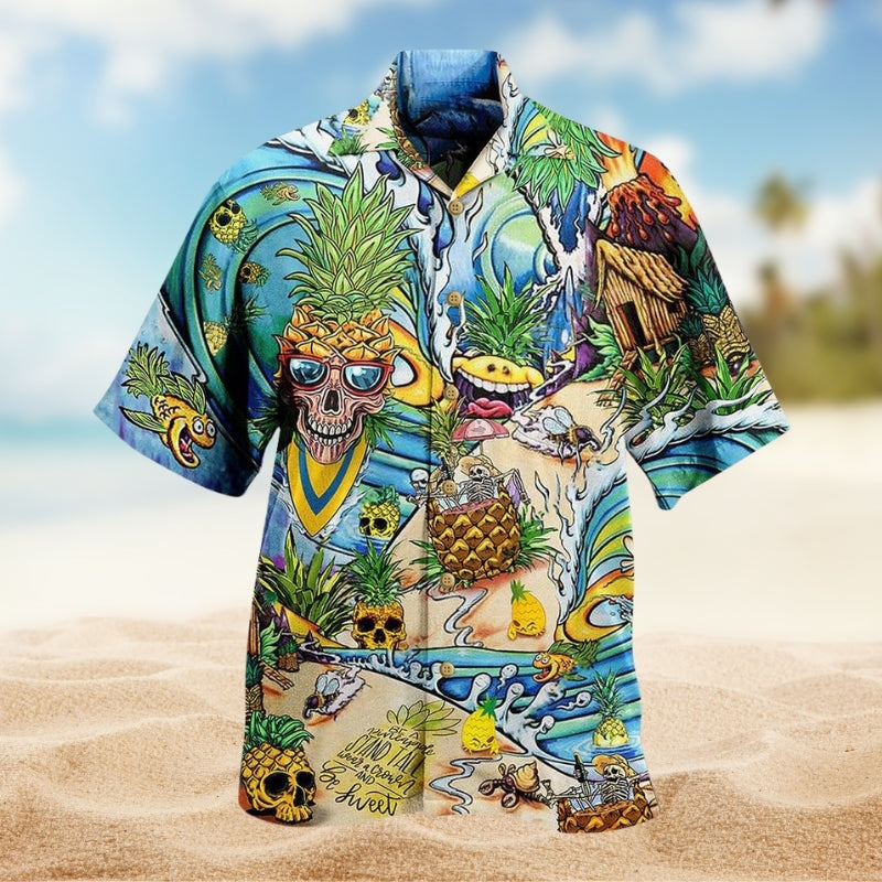 Fruit Skull Pineapple Hawaiian Shirt For Mythic Art Lovers, Coastal Outings, And Thoughtful Gift Giving