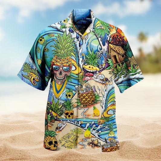 Fruit Skull Pineapple Hawaiian Shirt For Mythic Art Lovers, Coastal Outings, And Thoughtful Gift Giving