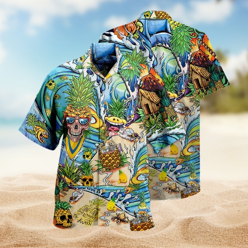 Fruit Skull Pineapple Hawaiian Shirt For Mythic Art Lovers, Coastal Outings, And Thoughtful Gift Giving