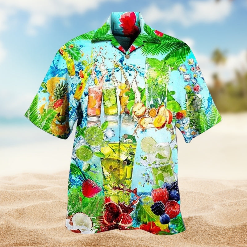 Fruit Juice Hawaiian Shirt For Coastal Travel, Casual Events, And Comfortable Summer Wear