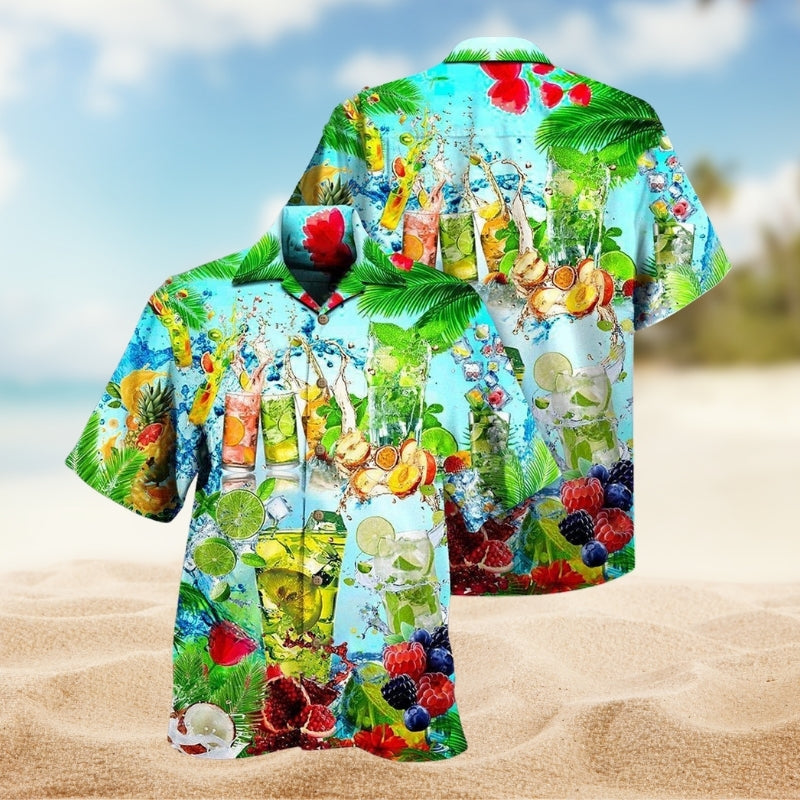 Fruit Juice Hawaiian Shirt For Coastal Travel, Casual Events, And Comfortable Summer Wear
