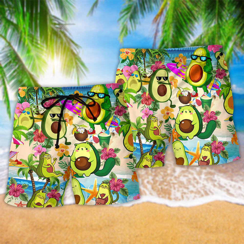 Avocado Chill Summer Beach Shorts Pattern Detail For Relaxed Weekends And Casual Outdoor Comfort