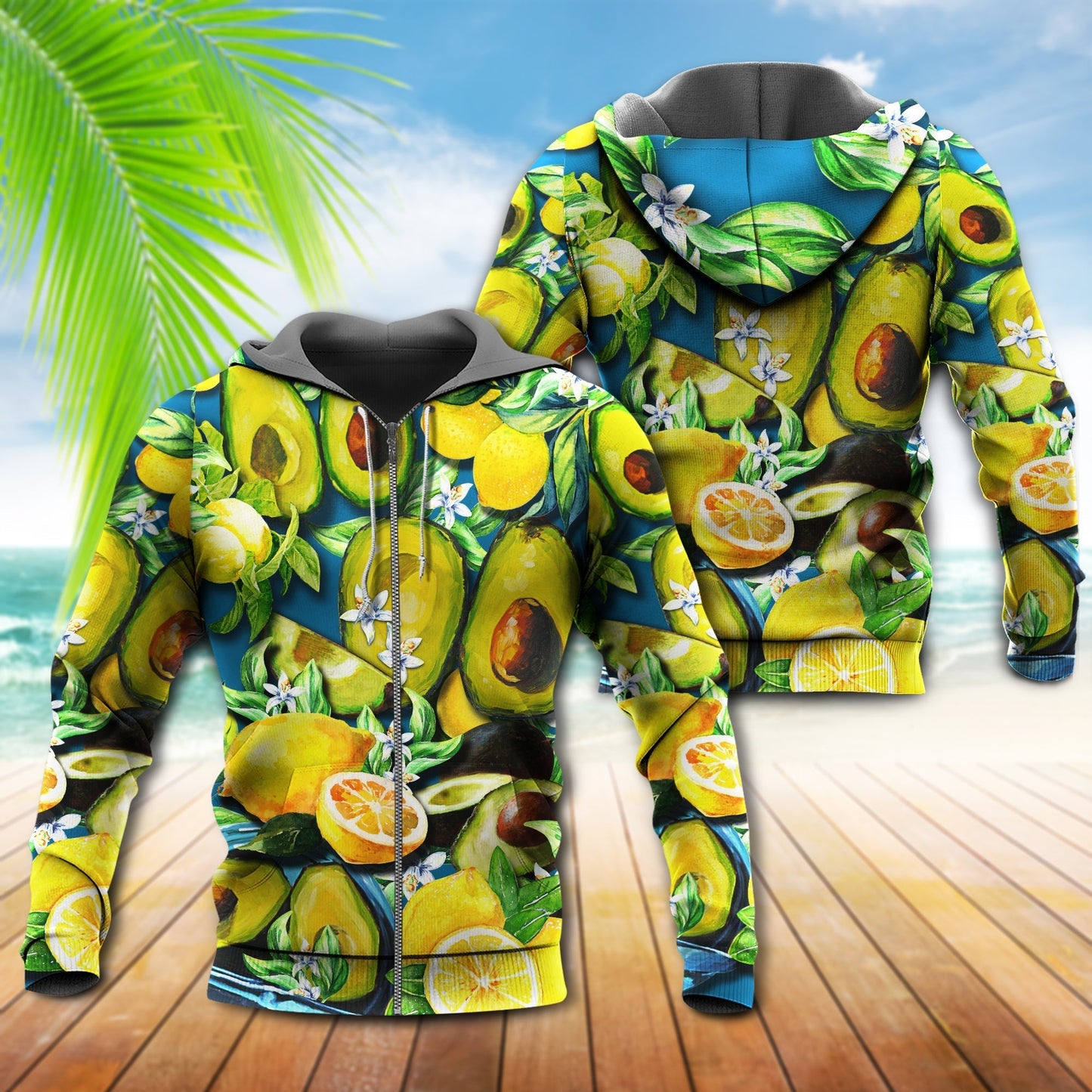 Avocado Lemon Summer Fruit Hoodie For Everyday Wear Outdoor Adventures And Comfortable Style