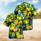 Summer Fruit Avocado Lemon Hawaiian Shirt For Summer Vacation, Beach Travel, And Casual Wear