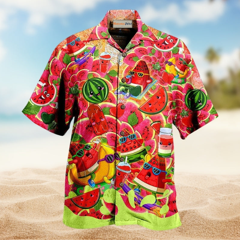 Fruit Be As Cool As Watermelon Hawaiian Shirt For Summer Vacation Beach Travel And Relaxed Casual Wear