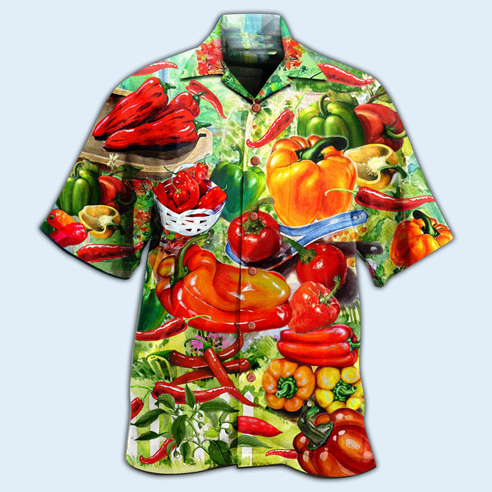 Fruit Chili Bell Pepper Hawaiian Shirt For Resort Getaways And Comfortable Summer Activities